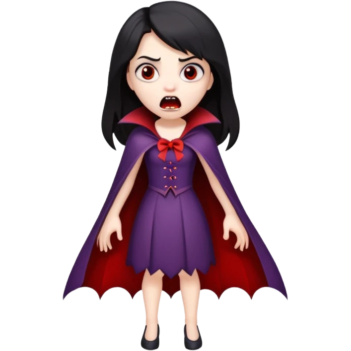 Cartoon vampire girl with a scared and shocked expression, full body  emoji