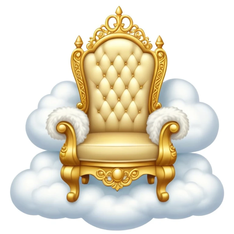 A majestic golden throne sitting on fluffy white clouds emoji