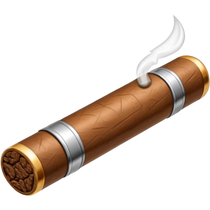 A luxury cigar emoji made of silver chrome, smooth metallic texture, minimal shape, glossy reflections, rich swag aesthetic, iOS emoji style, centered, clean white background emoji