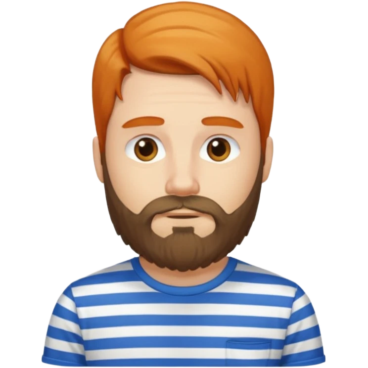 refree long hair and a beard but no moustache and wears a vertically striped t-shirt. emoji