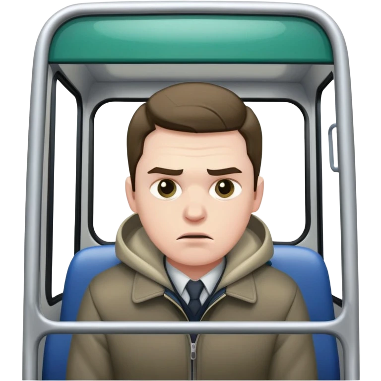 Мужчина едет недовольный в автобусе emoji