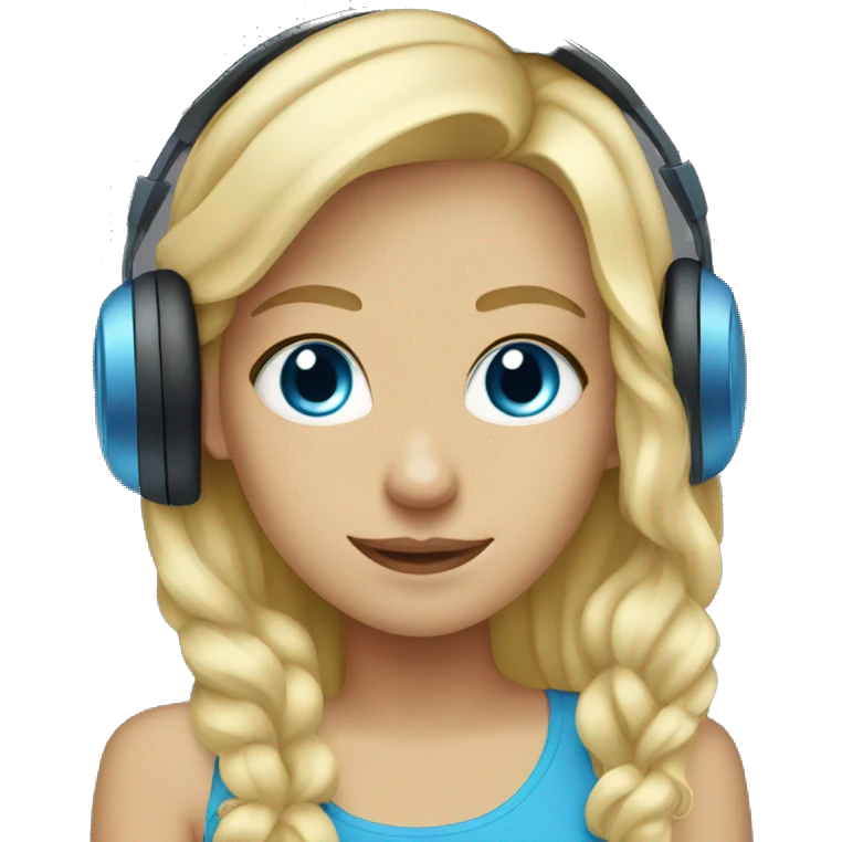 Blonde girl blue eyes listening to music  emoji