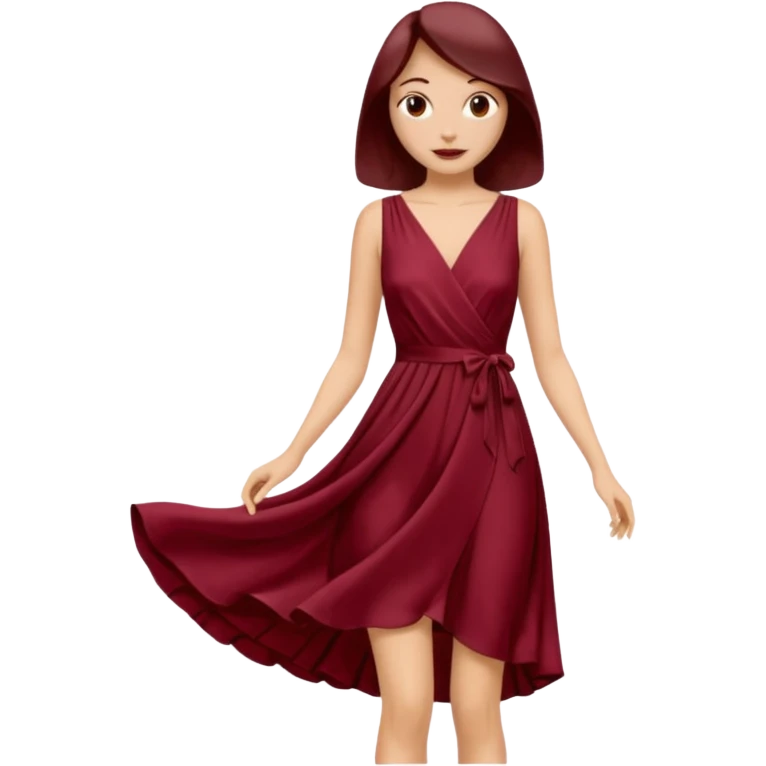 create a burgundury dress just the dress. make it knee lenght emoji
