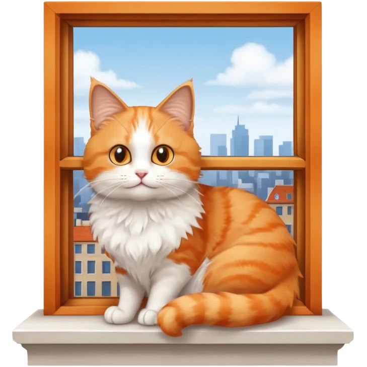 Window with cat on sill + warm lamp glow emoji
