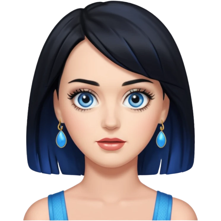 Katy Perry with blue eyes, black hair emoji