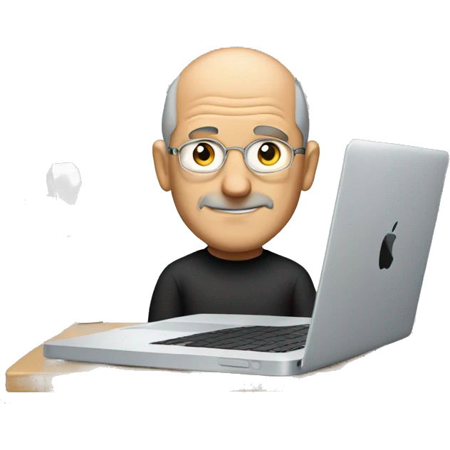 steve job sitting with macbook emoji