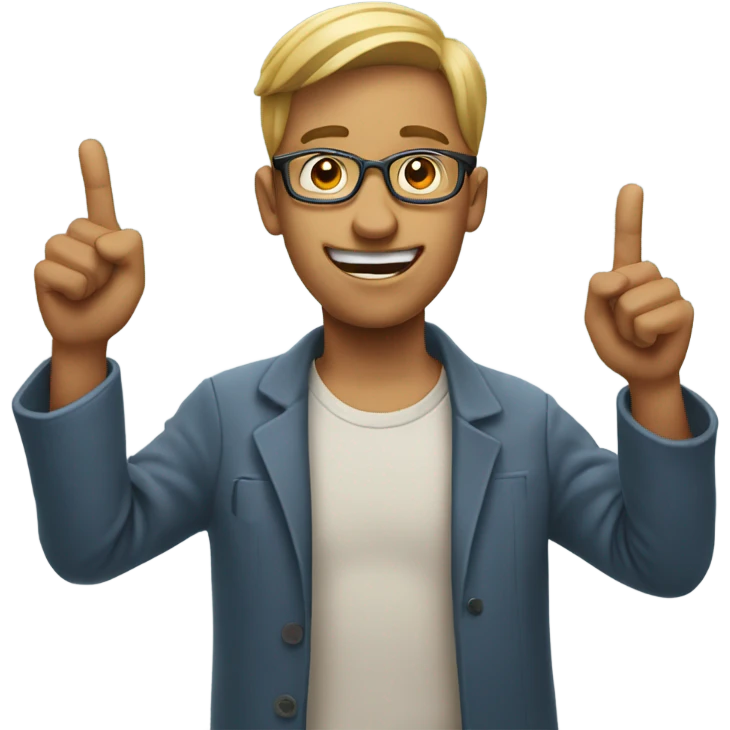 A person pointing at two different objects emoji