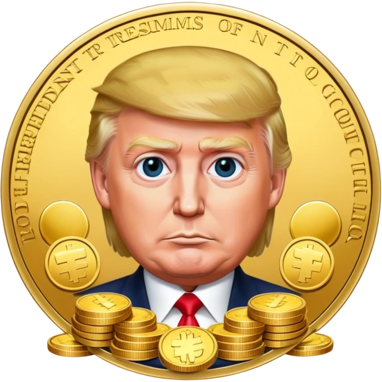 President Trump surrounded by gold coins emoji