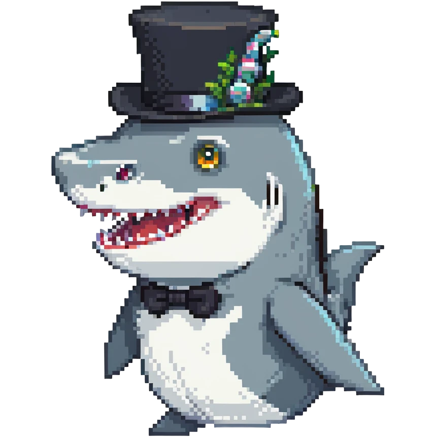 shark wearing a fancy black top hat emoji