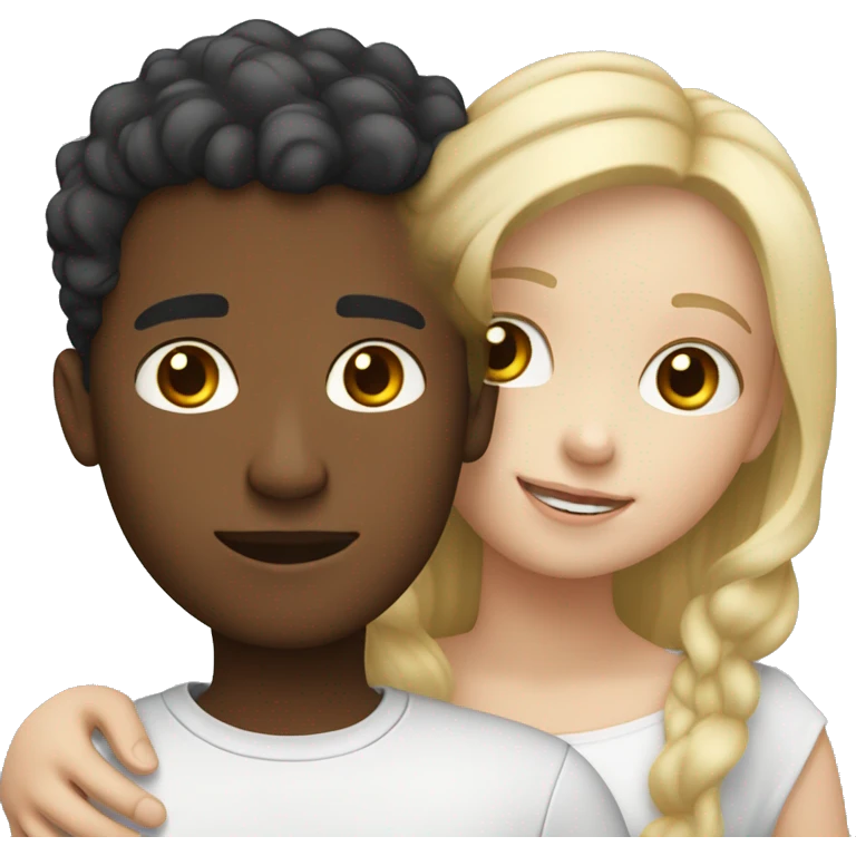 White skin adult with short straight blond hair hugging a teenager with white skin with curly brown hair  emoji