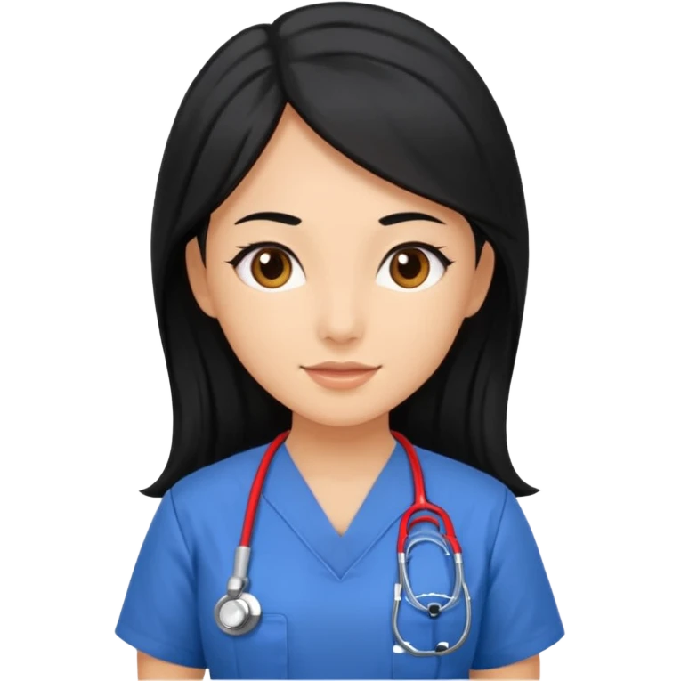 nurse assistence with long black hair emoji