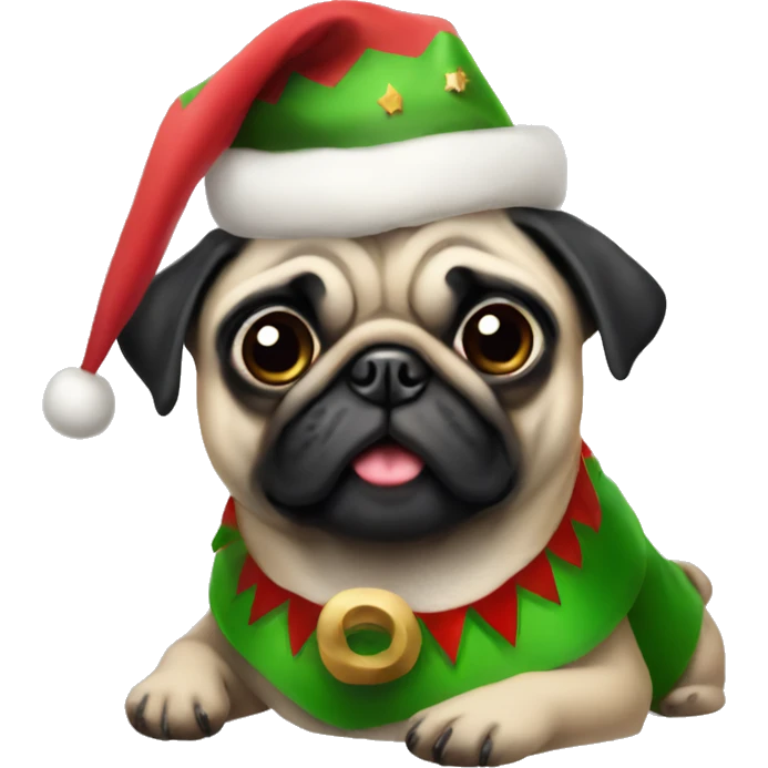  Christmas pug elf emoji