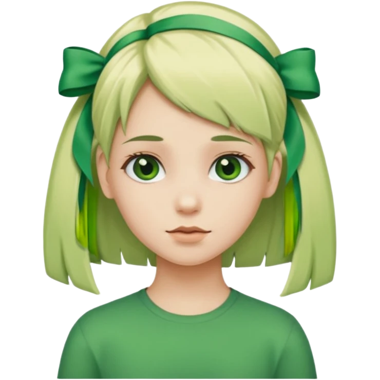 blonde girl with green color hair ribbon emoji