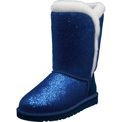Realistic navy blue Sparkle glitter and fur Ugg boots. emoji