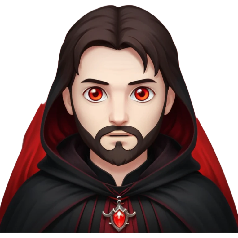 Evil, shadowie Male lord with Red glowing eyes and Long darkBrown Hair and chin beard emoji