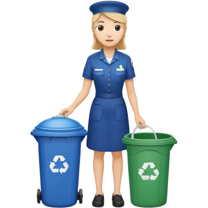 full side body housekeeper put the trash in can emoji