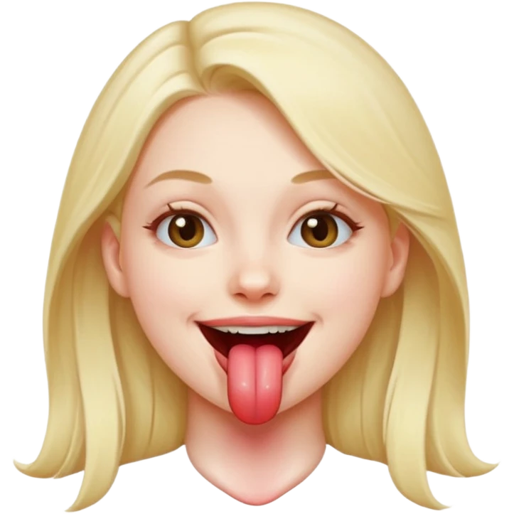 Girl smiling with tongue sticking out creepily  emoji