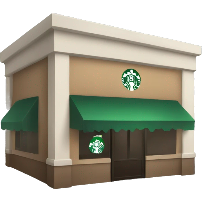 One coffee shop building with one starbucks logo no fonts emoji