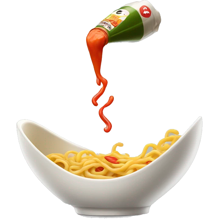 Hot sauce pouring into noodles emoji