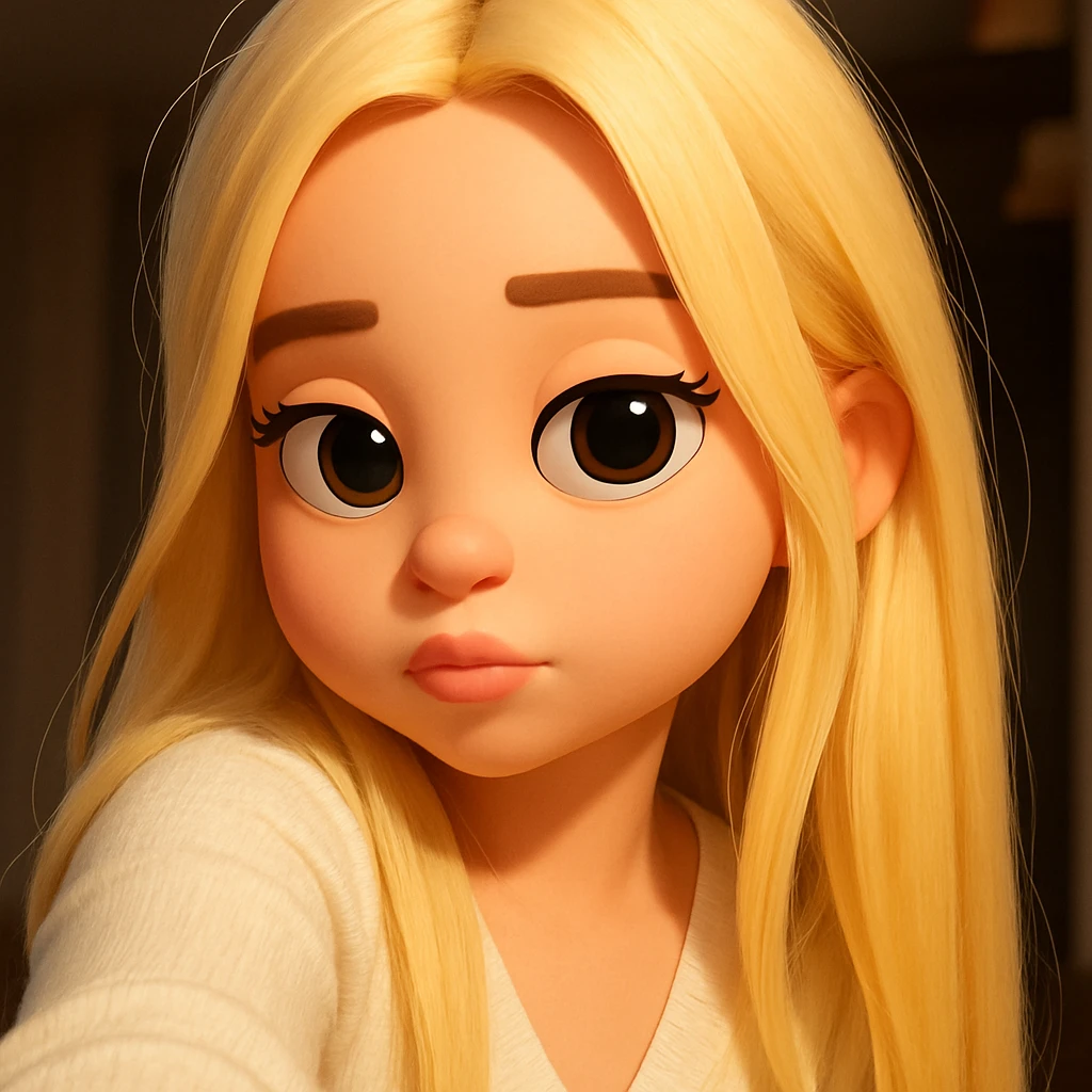 Create a 3D emoji style image based on the provided photo. The style should be cartoonish with large eyes and smooth lines, capturing the essence of a 3D emoji but with a playful, animated feel. emoji