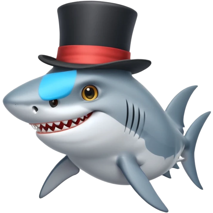 Shark with a top hat emoji