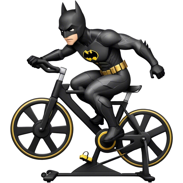 black Batman suit on a spinning bike emoji