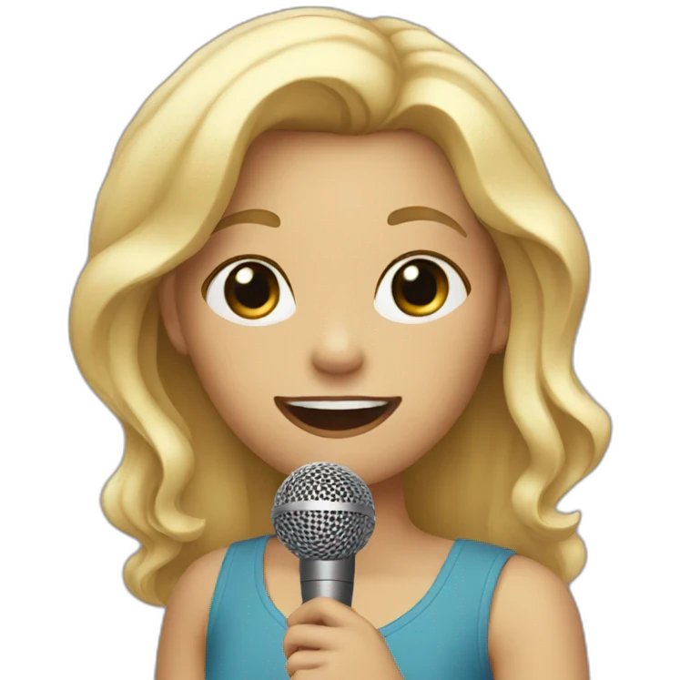 Blonde girl singing emoji