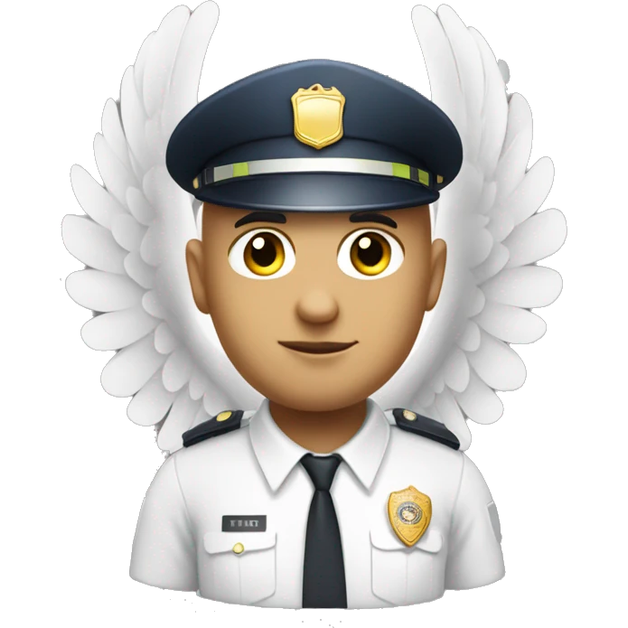 A WHITE Police man bald with cap with Big ANGEL WINGS emoji
