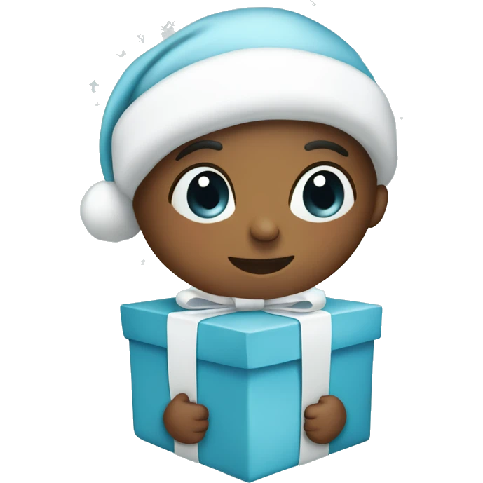 A Christmas present with baby blue wrapping paper and a white bow  emoji