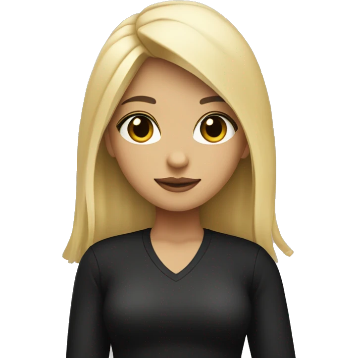 girl with black hair and black clothes with blonde streak of hair on left side emoji
