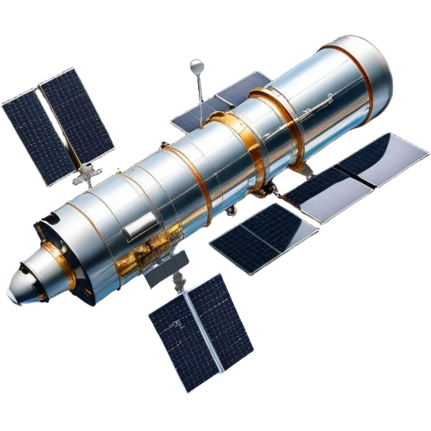 Cinematic Realistic Hubble Space Telescope – A majestic, ultra-detailed rendering of the Hubble Telescope floating above Earth. Its reflective metallic surface and vast solar panels stretch into the darkness, while the lens is pointed outward, capturing the mysteries of the cosmos. emoji