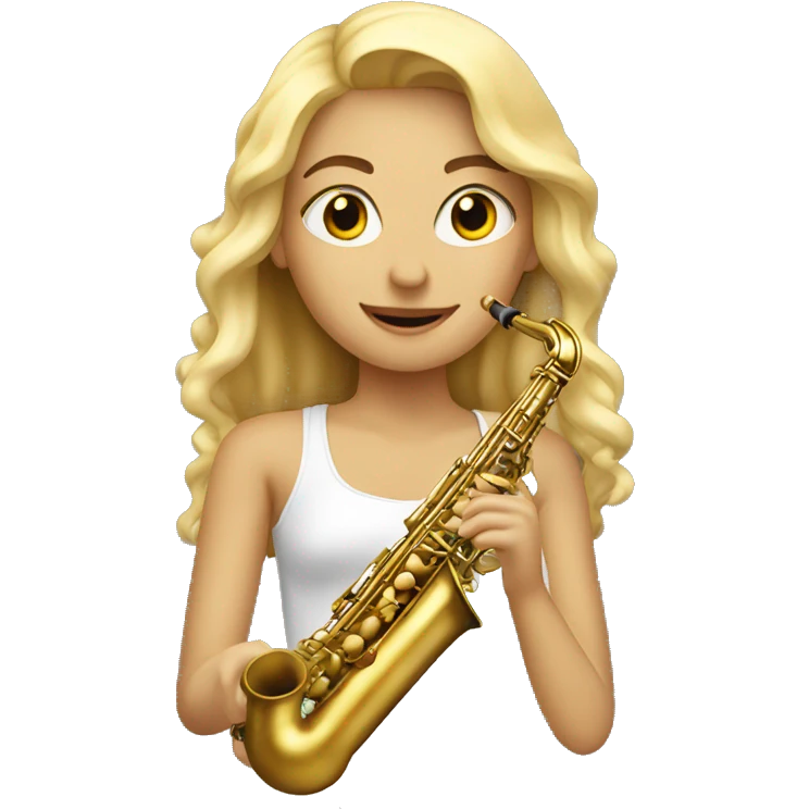 A blonde girl with a saxophone emoji