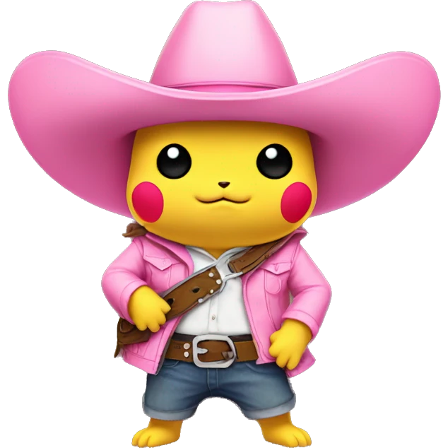 Pikachu as a pink cowboy emoji
