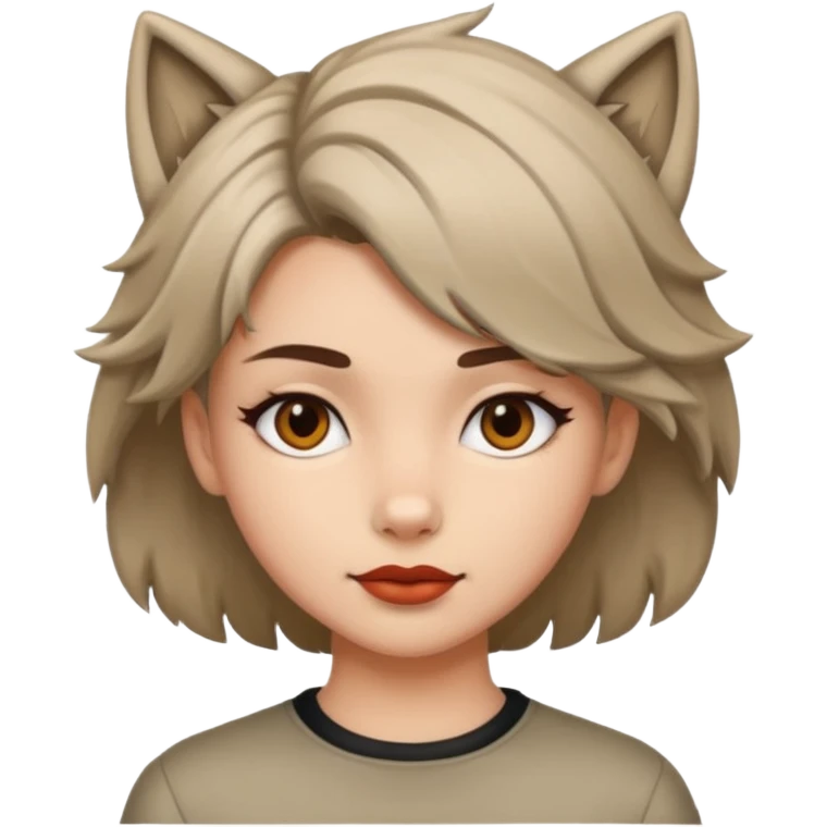 Girl with wolfcut emoji