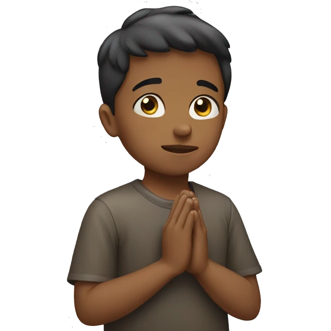 boy with praying hand emoji