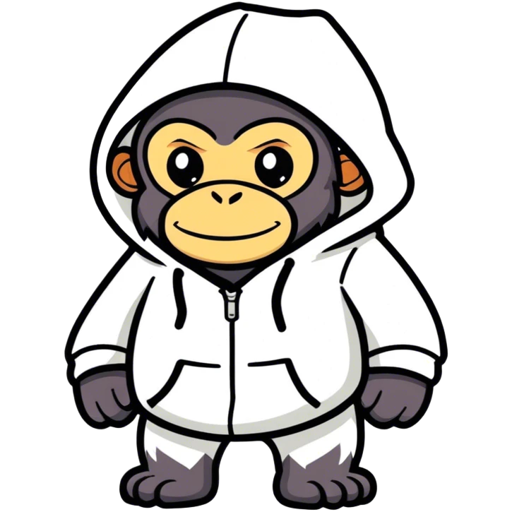 Ape wearing a black hoodie  emoji