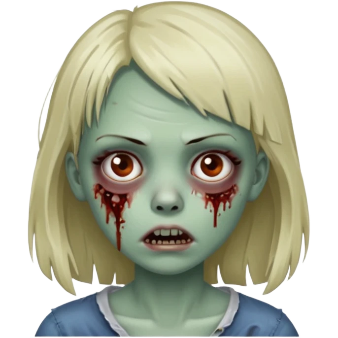menina zumbi com a cara arranhada e franja emoji
