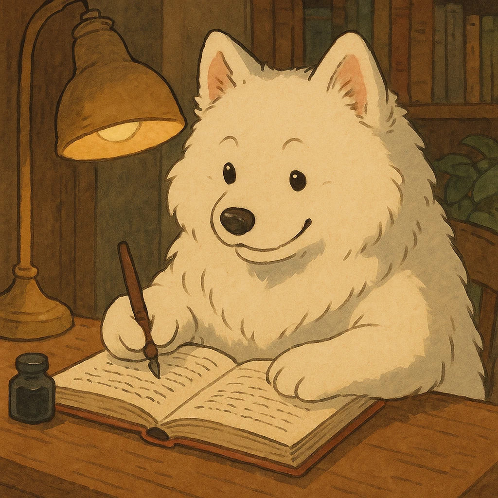 Samoyed writing a novel  emoji