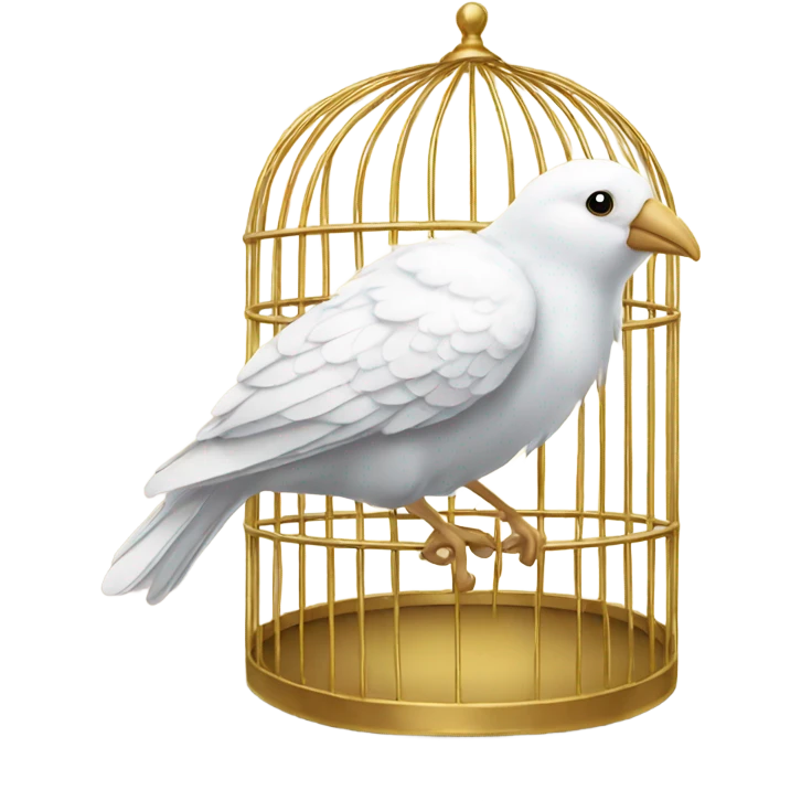 White bird in a golden cage emoji