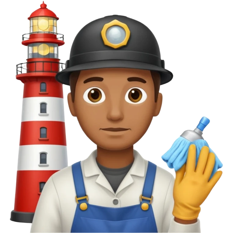 lighthouse Keeper while cleaning lens emoji