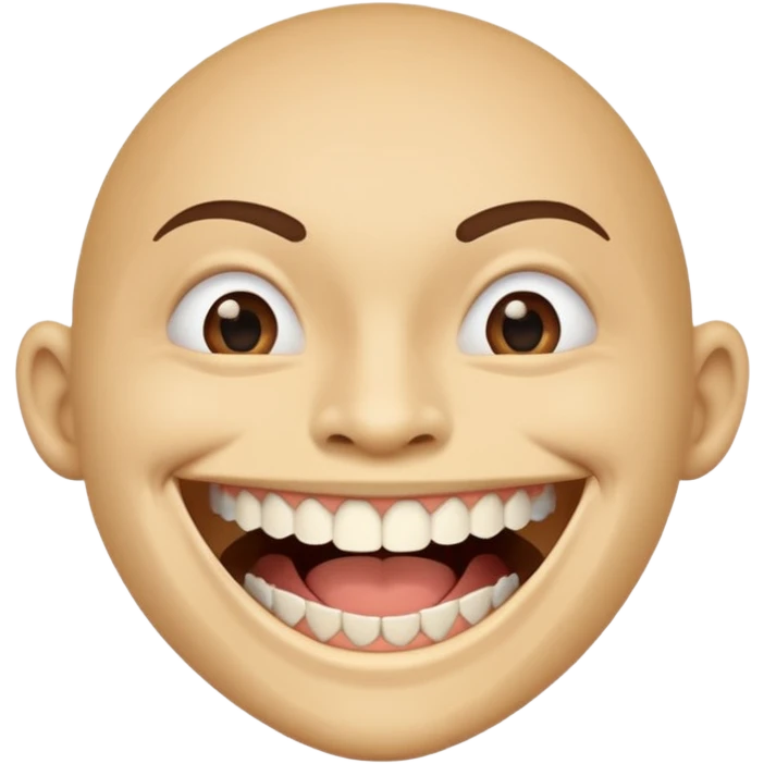 Smiling with teeth out and the teeth cover mouth and is sharp like triangles emoji