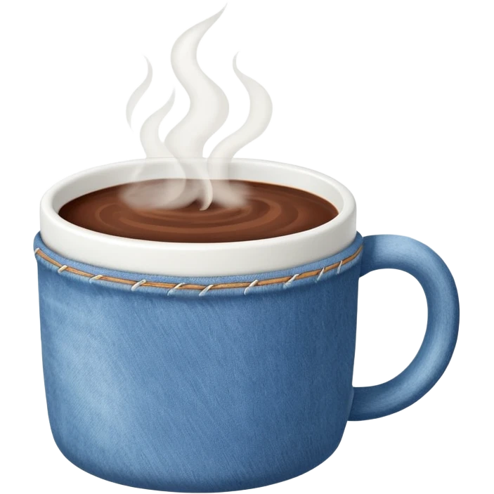mug of hot chocolate with denim design emoji