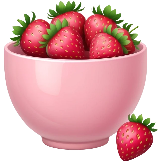 Pale pink bowl of heart-shaped strawberries emoji