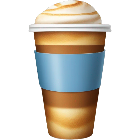 Disposable cup with cappuccino and croissant emoji