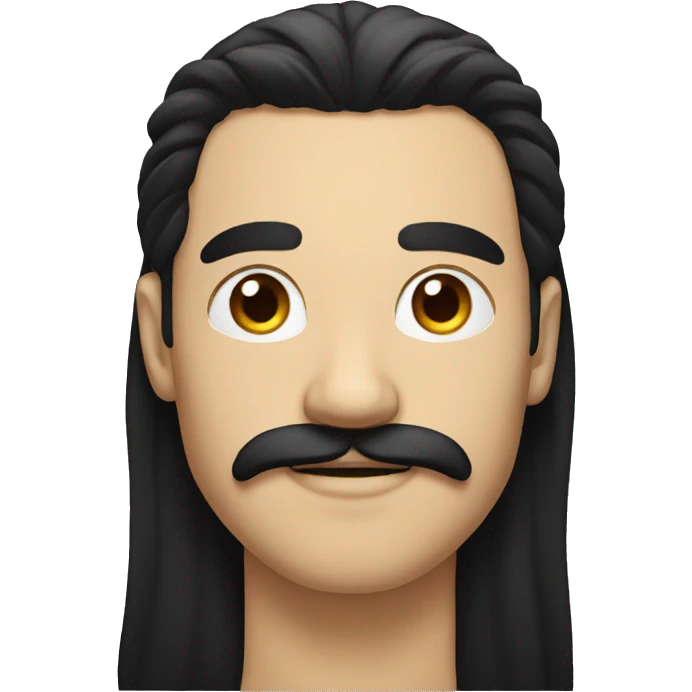 he has got long black hair and he has got mustache emoji