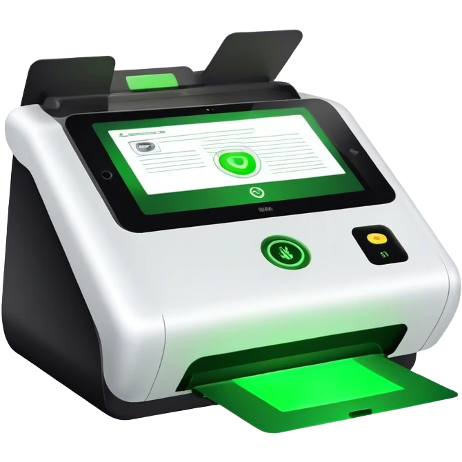 scanner for document, green laser, front view emoji