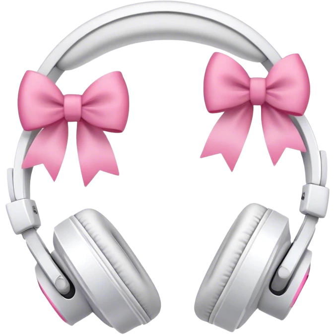 White headphones with pink bows emoji