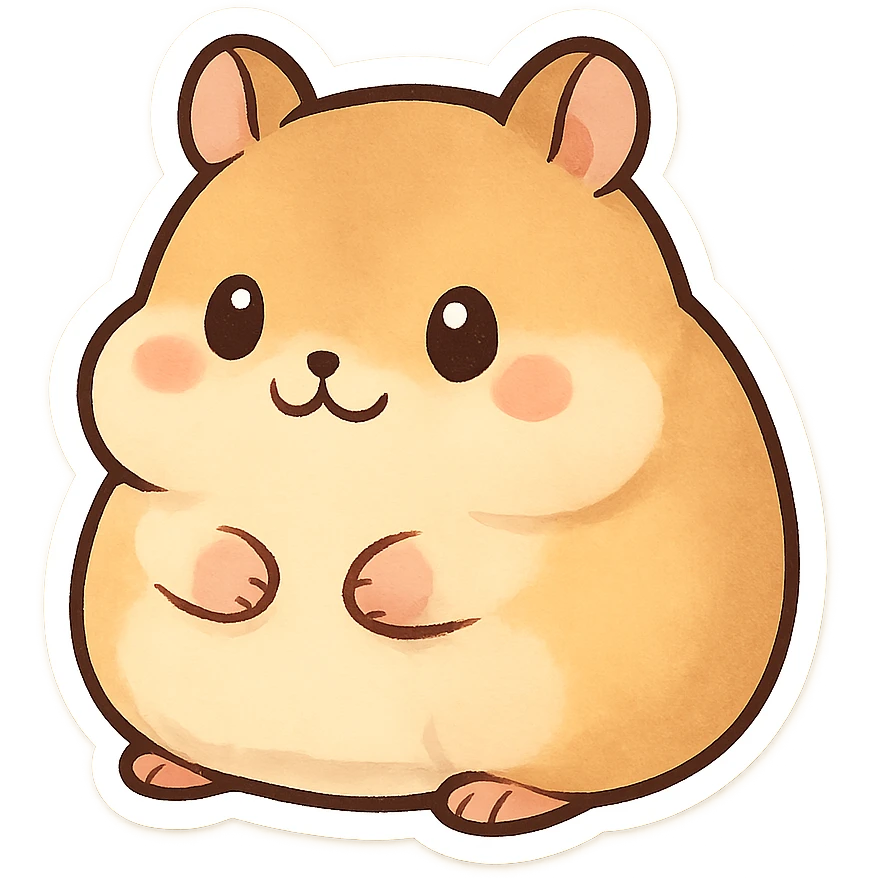 a chubby animal, cute and plump, cartoon style, chibi stickers style, adorable and rounded emoji