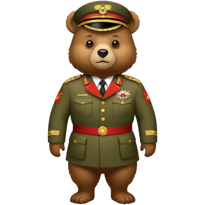 A bear in a Russian military uniform emoji