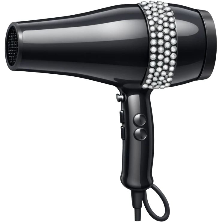 black blow dryer covered in diamonds emoji